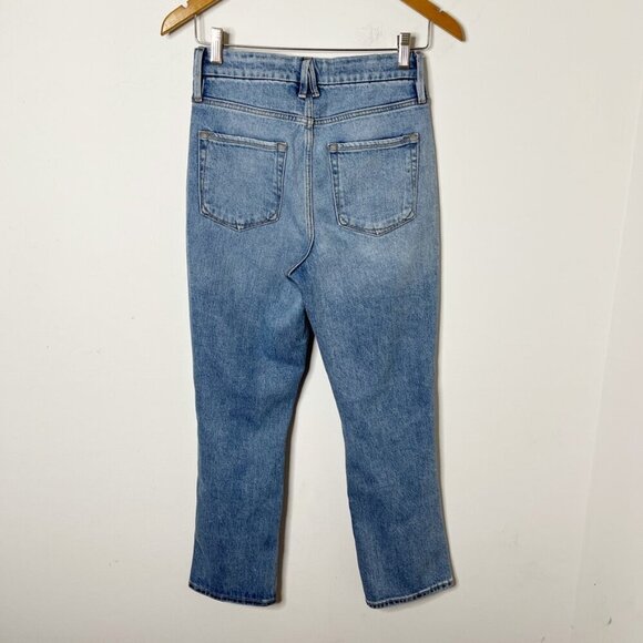 Good American Good Boy Destructed Womens Jeans 2/26 Distressed Indigo Light Wash - Picture 5 of 8